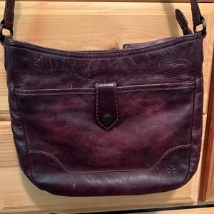 Frye Melissa Zip Button Crossbody - Wine - Leather - like new